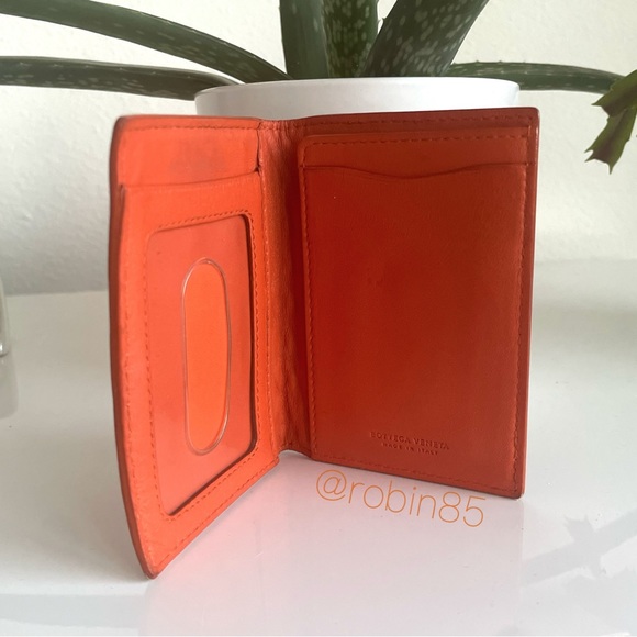 BOTTEGA VENETA ⇢ Intrecciato Card Case 𓁿 Orange Lambskin 𖠰 Pocket Organizer - Picture 7 of 7